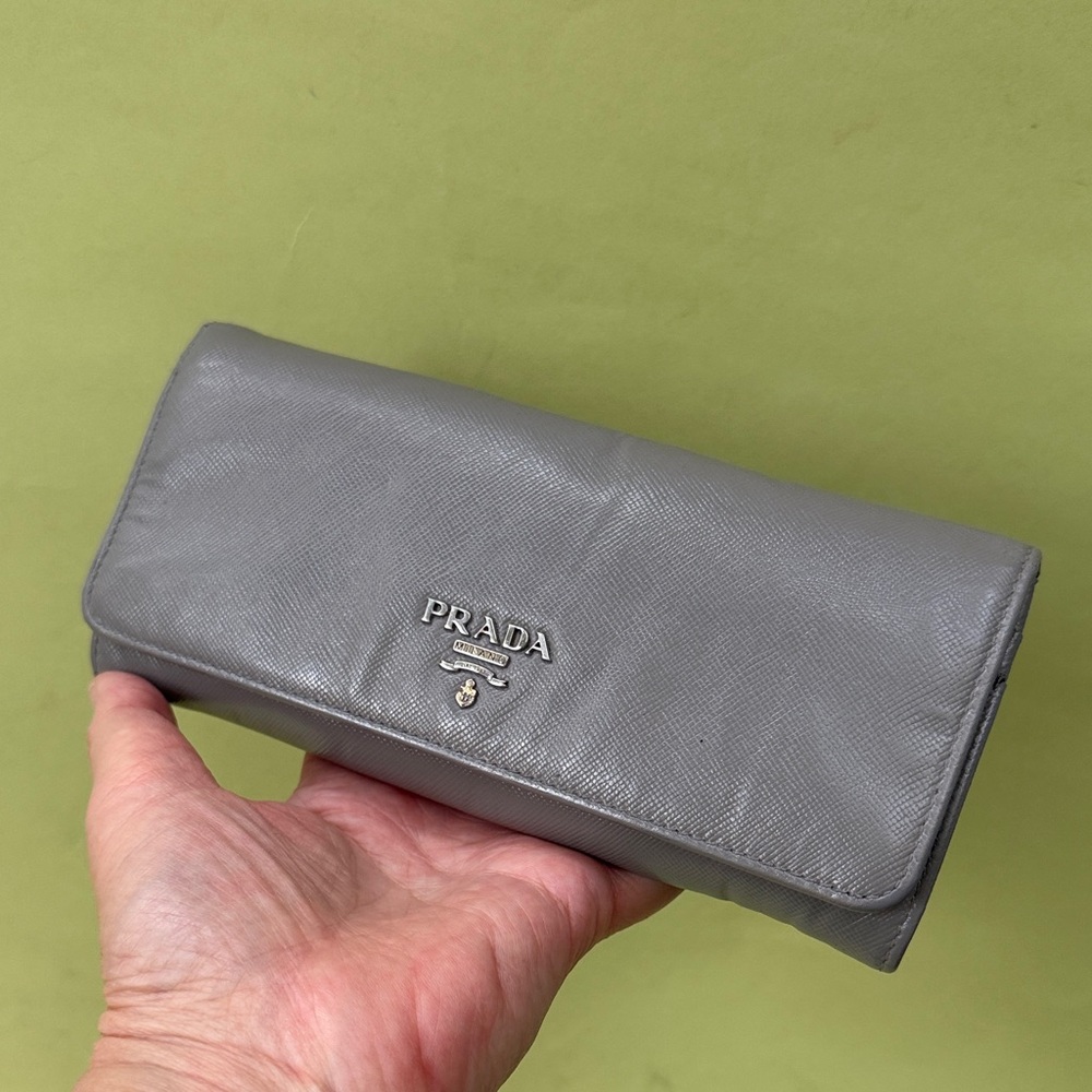 Vintage Prada Gray Leather Wallet